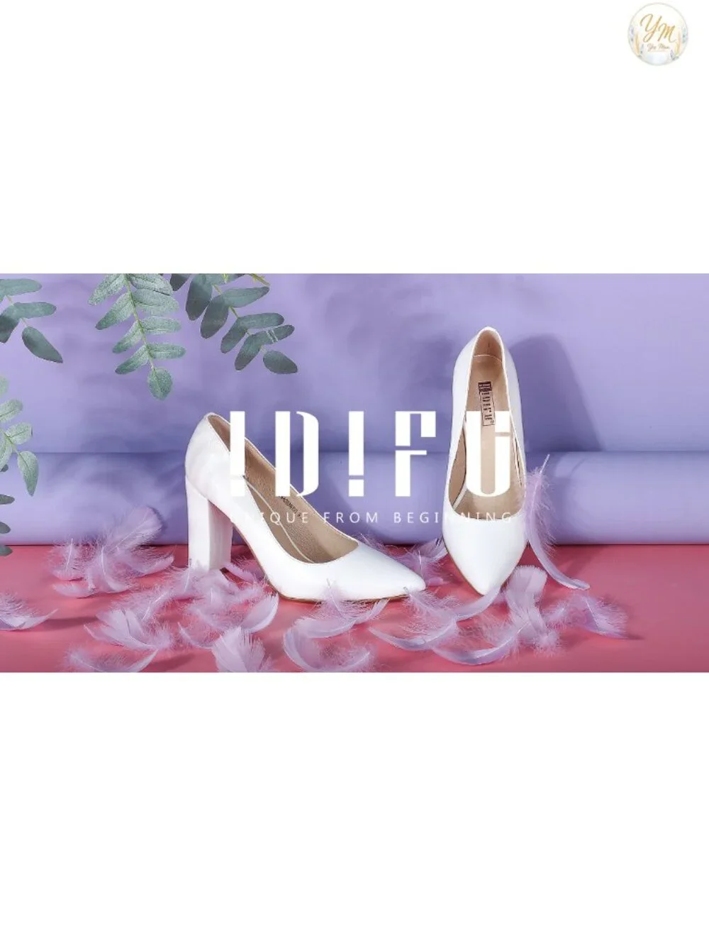 Chunky High Heel Pumps, Pointed Toe Slip On Dress Shoes for Women
